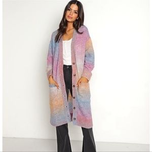 Pistola ALI LONG SLEEVE CARDIGAN in Rainbow HOLOGRAPHIC - Small